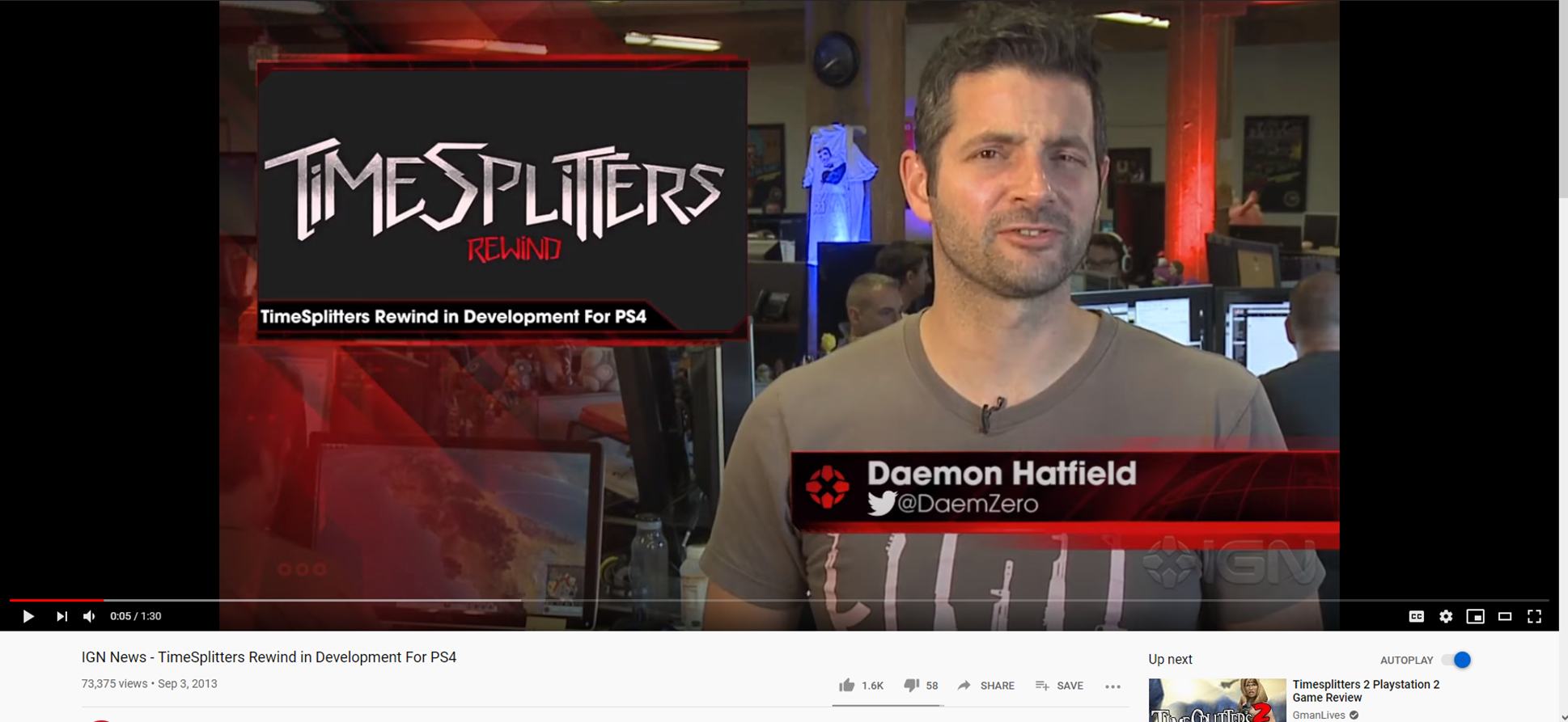 IGN News coverage of TimeSplitters Rewind PS4 development